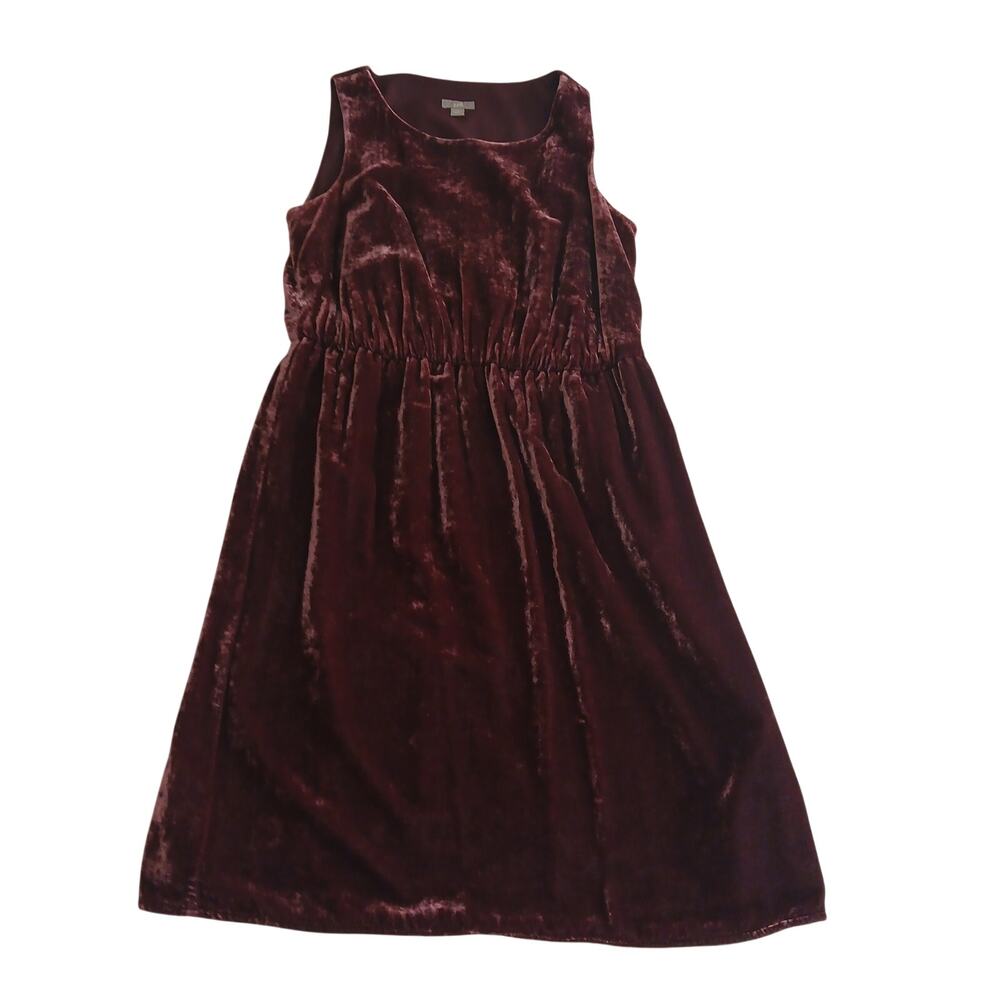 J.Jill Dress Womens S Burgundy Velvet Silk Rayon Sleeveless Fit & Flare Holiday